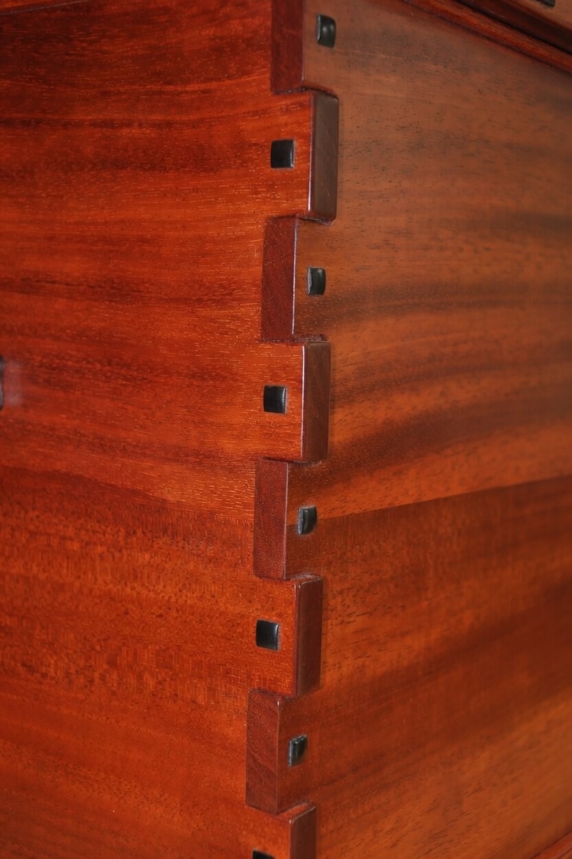 Detail of the mahogany blanket chest